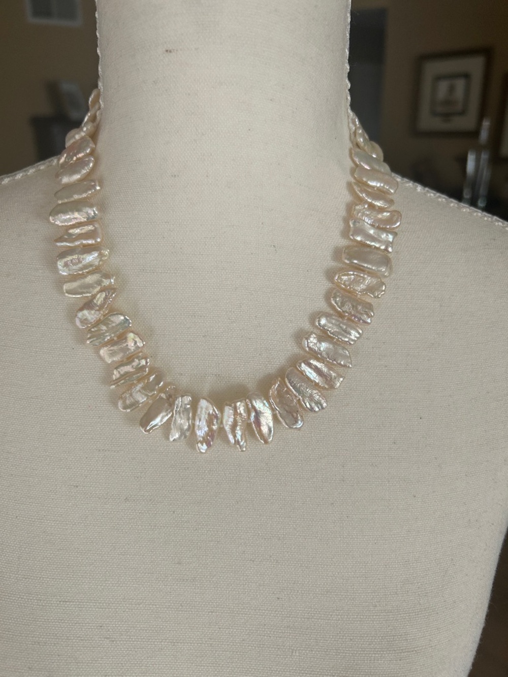 Genuine Vintage Biwa Stick Pearl Statement Necklace Fringe Collar